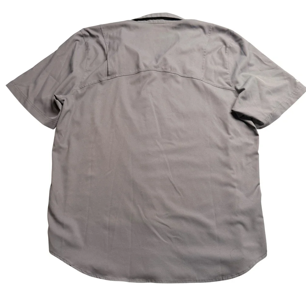 Adidas Mens Short Sleeve Button Down Shirt Gray Performance Golf XL